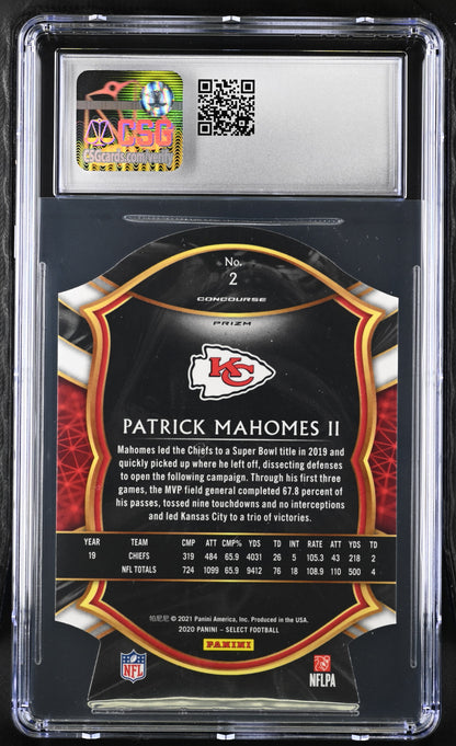 2020 Select Patrick Mahomes II #2 Purple Die-Cut CGC 10