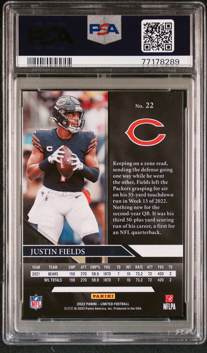 2022 Panini Limited Justin Fields #22 Gold /99 PSA 10