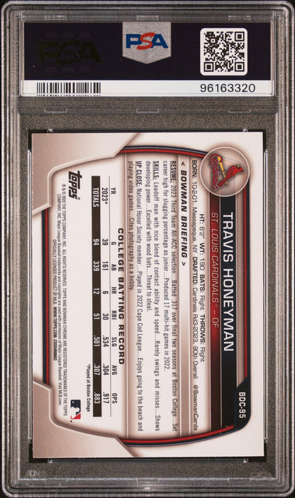 2023 Bowman Draft Travis Honeyman #BDC95 Chrome Pearl PSA 10