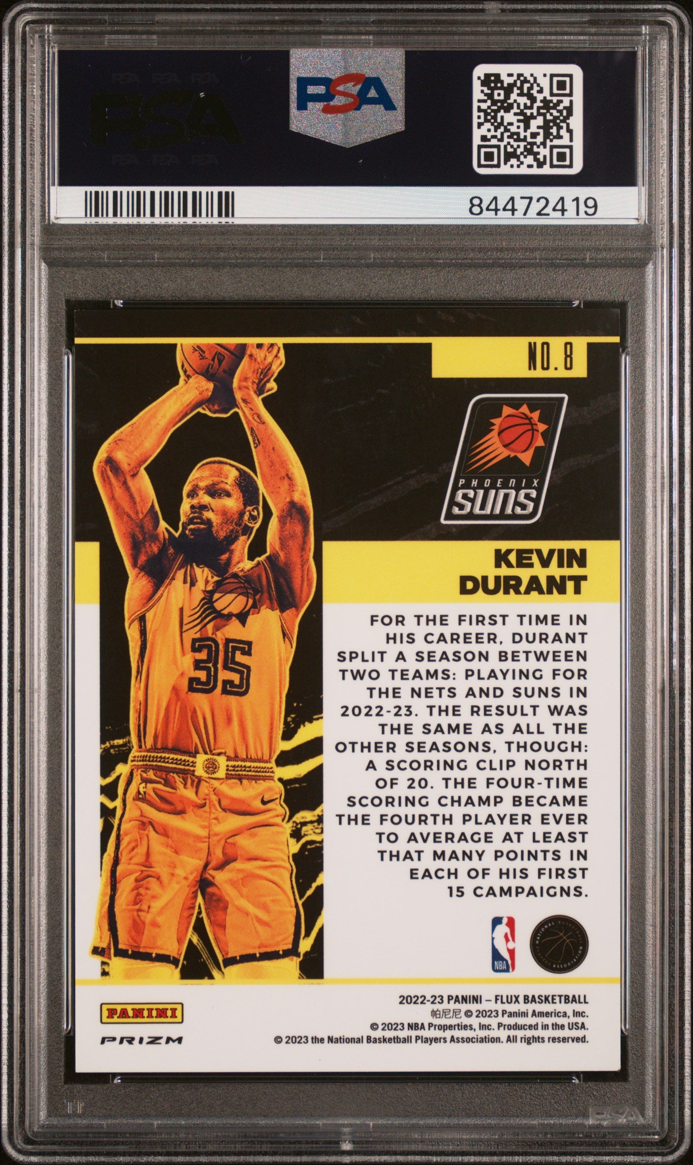 2022 Panini Flux Fade To Black Kevin Durant #8 PSA 9