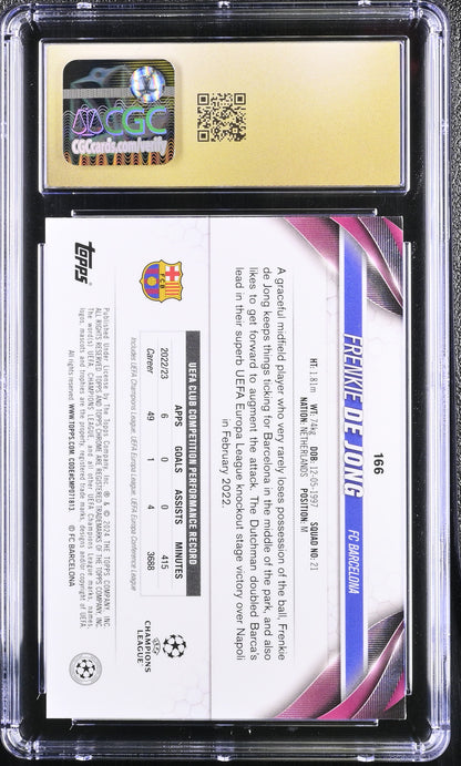 2023-24 Topps Chrome UEFA CC Frenkie de Jong #166 Aqua Lava Refractor CGC 10