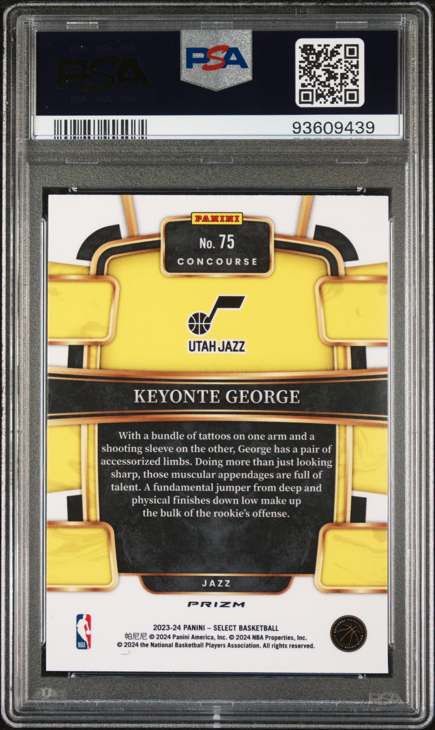 2023 Panini Select Keyonte George #75 Blue Prizm PSA 10