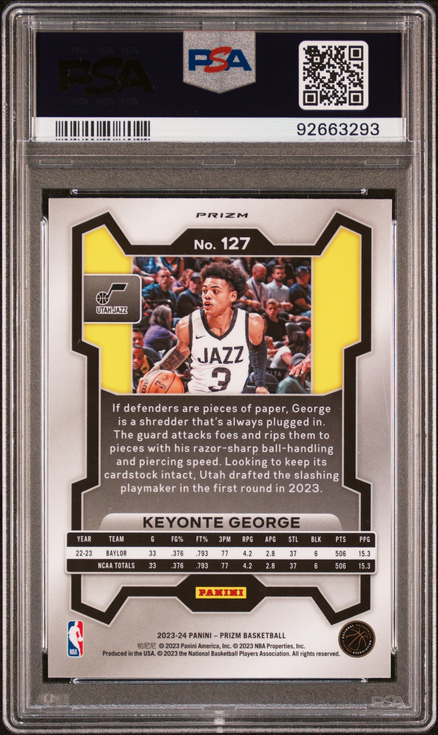 2023 Panini Prizm Keyonte George #127 Red White Blue PSA 10