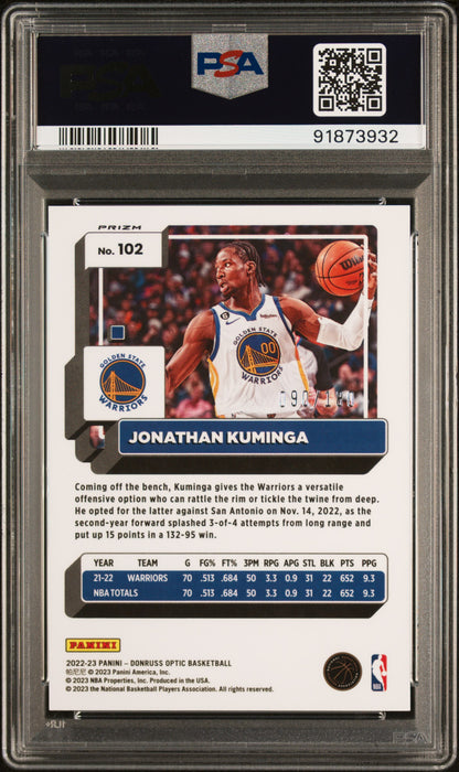 2022 Panini Donruss Optic Jonathan Kuminga #102 Blue Sparkle PSA 10