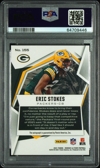 2021 Panini Rookies & Stars Eric Stokes #155 Signature /249 PSA 9