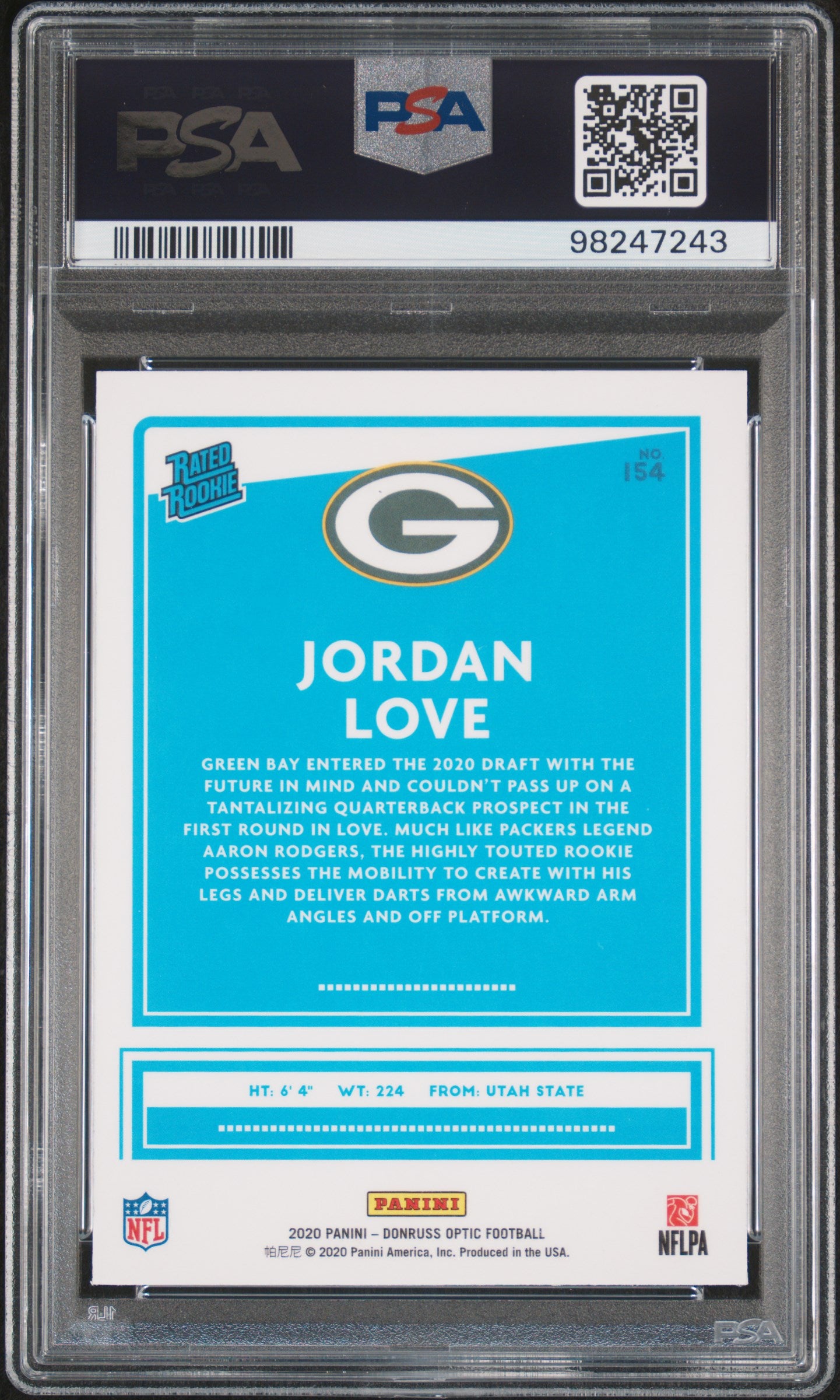 2020 Panini Donruss Optic Jordan Love #154 PSA 10