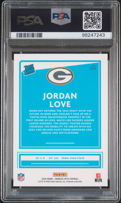 2020 Panini Donruss Optic Jordan Love #154 PSA 10