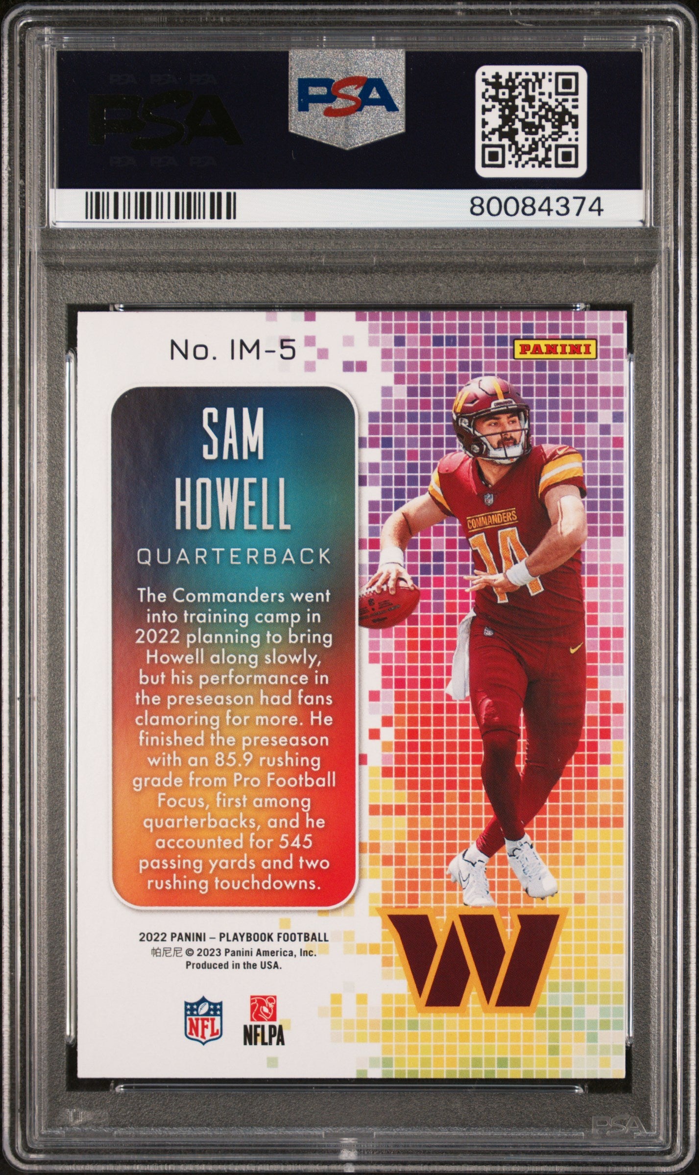 2022 Panini Playbook In Motion Sam Howell #IM5 In Motion PSA 10