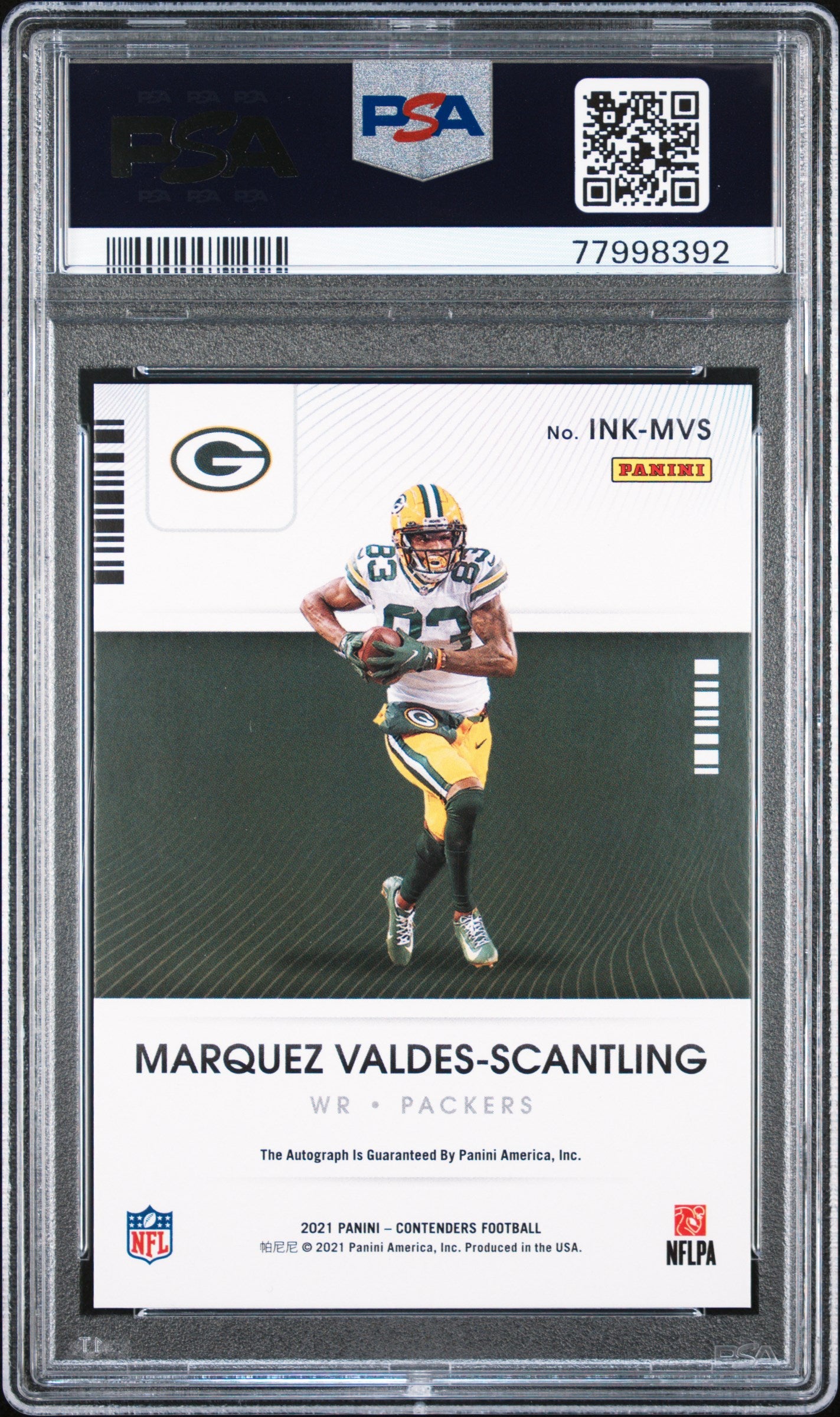 2021 Panini Contenders M. Valdes-Scantling #INKMVS NFL Ink Gold /25 PSA 10