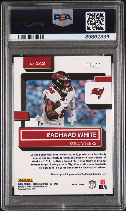 2022 Panini Donruss Optic Rachaad White Autograph Red Stars Rookie /11 PSA 10