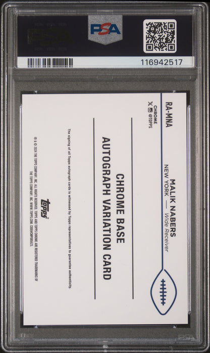 2024 Topps Chrome Sapphire Rookie Auto Malik Nabers #RA-MNA Orange 04/25 PSA 10