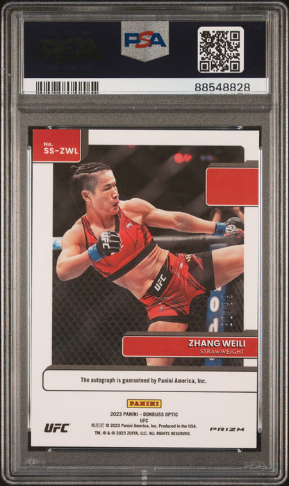 2023 Panini Donruss Optic Zhang Weili UFC Signature Series Blue /99 PSA 10