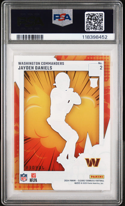2024 Panini Clearly Donruss Clearly Bomb Squad Jayden Daniels #2 PSA 10