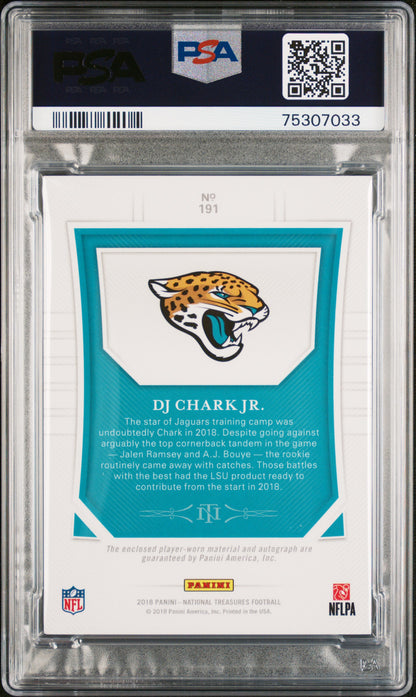 2018 Panini National Treasures DJ Chark JR. RC Patch Auto Holo Gold /10 PSA 9