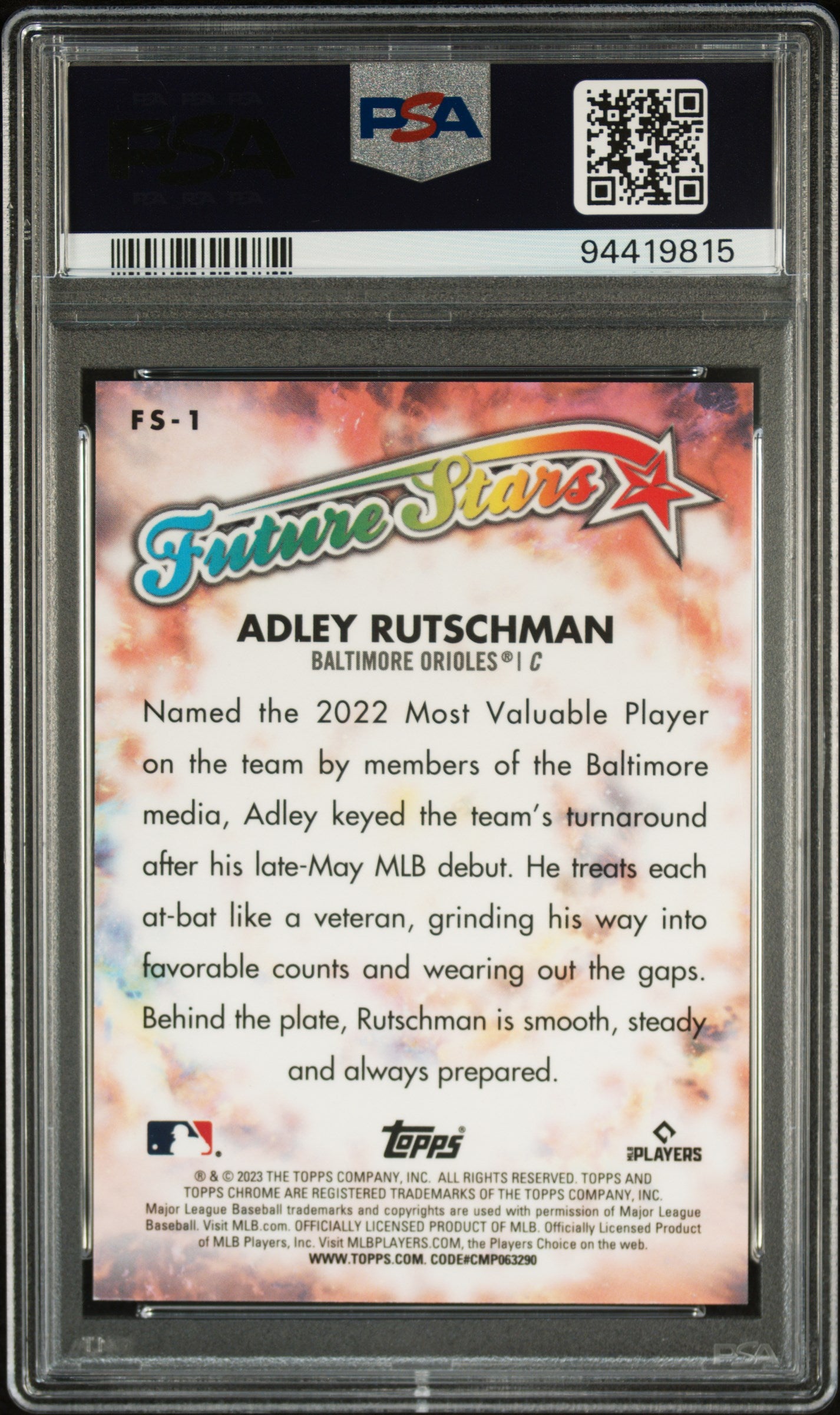 2023 Topps Chrome Logofractor Edition Future Stars Adley Rutschman #FS1 PSA 10