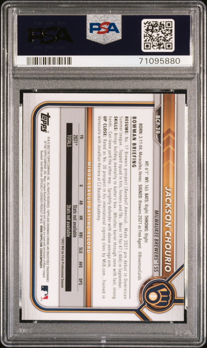 2022 Bowman Jackson Chourio #79 Mega Box Chrome PSA 10