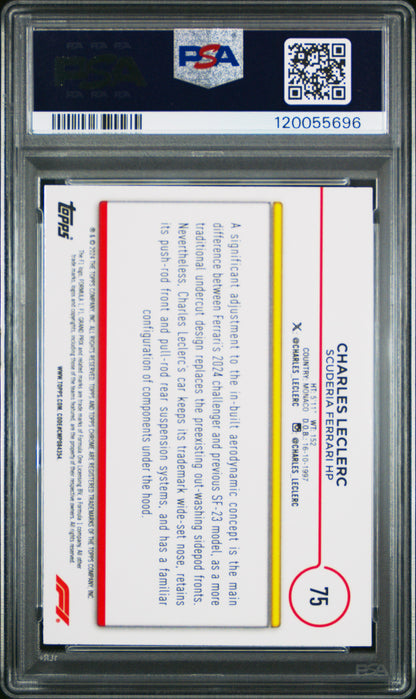2024 Topps Chrome Formula 1 Charles Leclerc #75 Fuchsia Lava 027/225 PSA 9