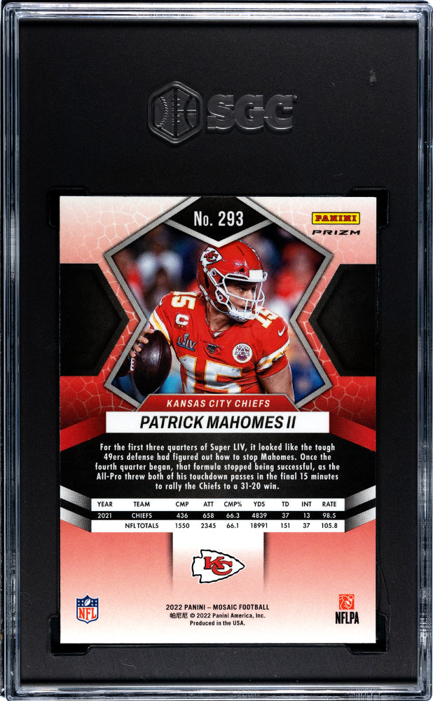 2022 Panini Mosaic Patrick Mahomes II #293 Mosaic Prizm SGC 10