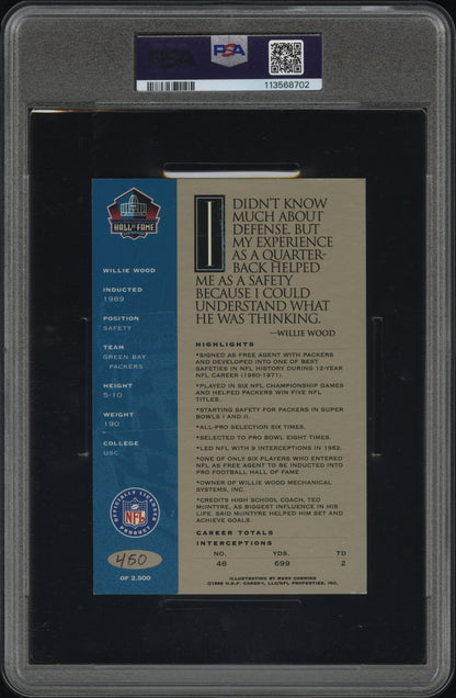 1998 Ron MIX Hof Platinum Willie Wood Auto 450/2500 PSA Authentic