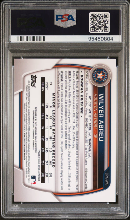 2023 Bowman Chrome Wilyer Abreu #CPAWA Prospect Autograph Speckle /299 PSA 10