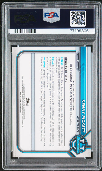 2021-22 Bowman University Kenny Pickett #91 Chrome Prospects /99 PSA 9