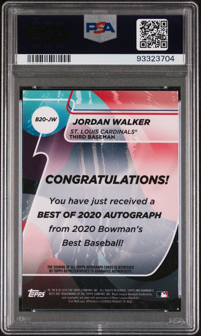 2020 Bowman's Best Best Of 2020 Autographs Jordan Walker #B20JW Refractor PSA 9