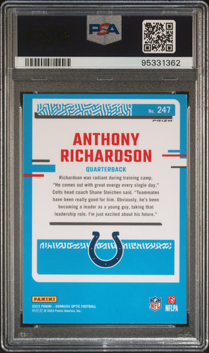 2023 Panini Donruss Optic Anthony Richardson #247 Freedom PSA 8