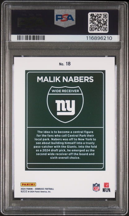 2024 Panini Donruss Downtown Malik Nabers #18 SSP PSA 10