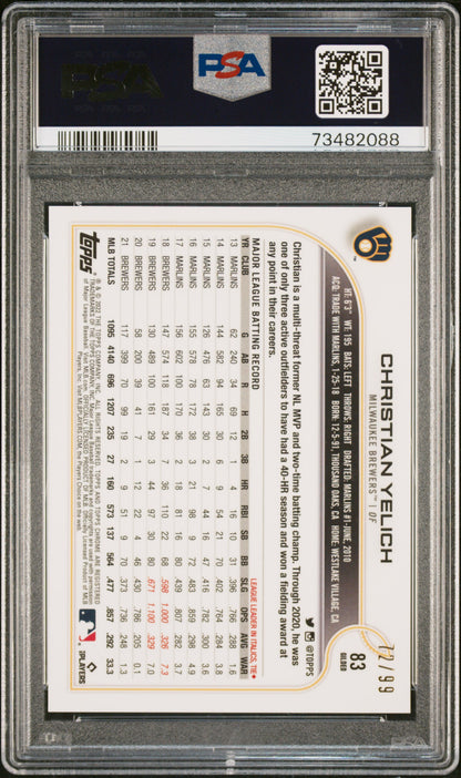 2022 Topps Gilded Collection Christian Yelich #83 /99 PSA 10