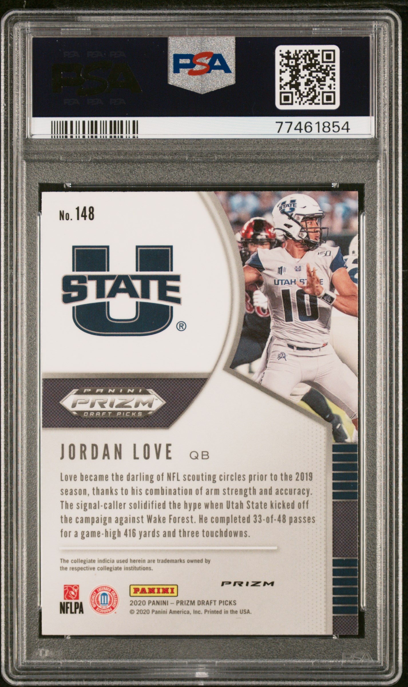 2020 Panini Prizm Draft Picks Jordan Love #148 Pink Pulsar Prizm PSA 8