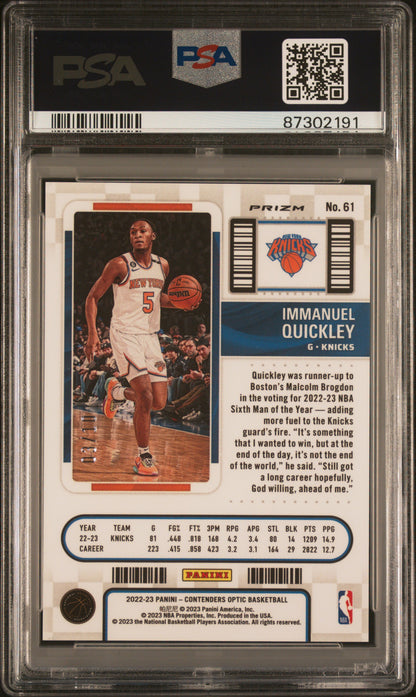 2022 Panini Contenders Optic Immanuel Quickley #61 Gold /10 PSA 9