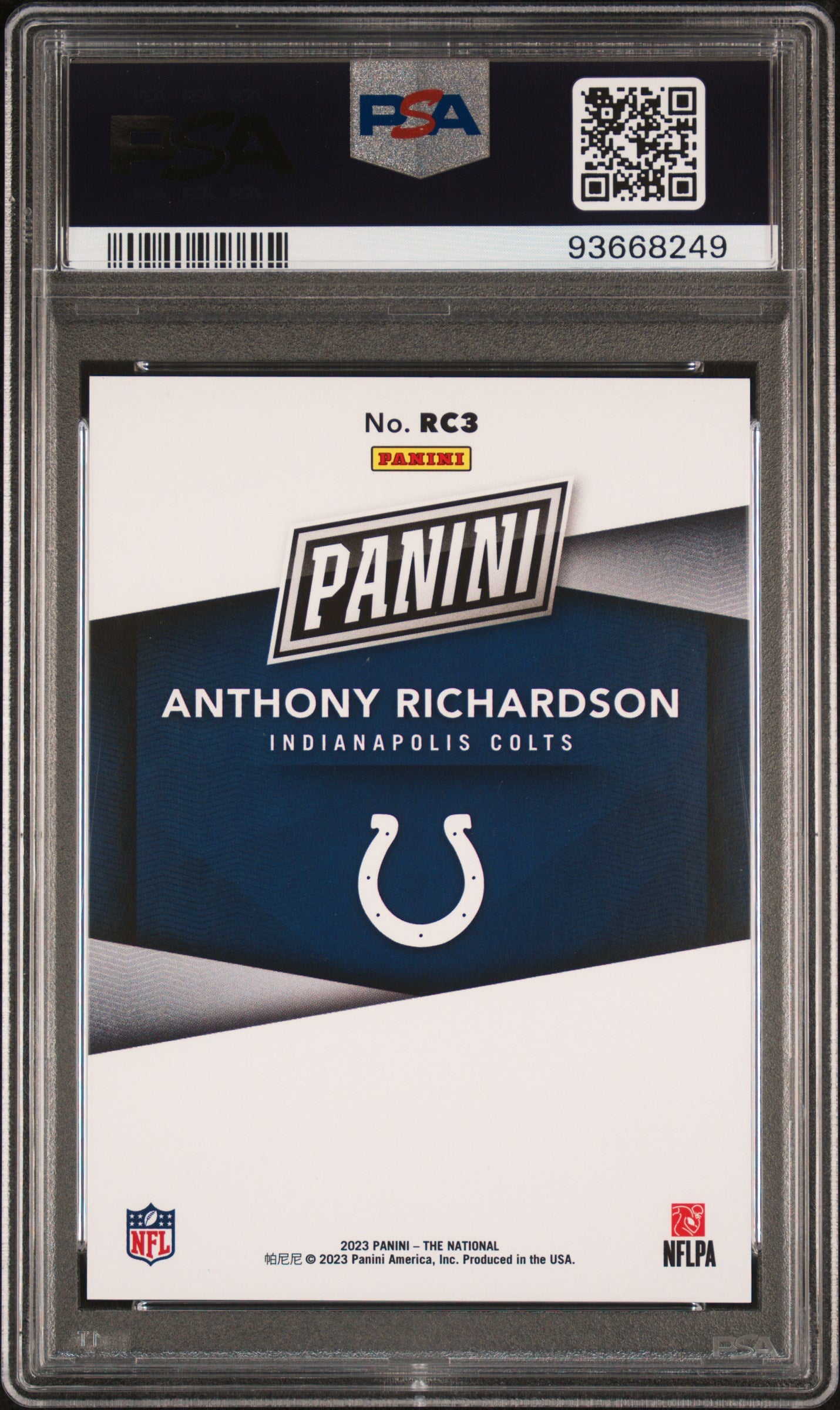 2023 Panini National Anthony Richardson #3 Silver Pack Orange /199 PSA 10 RC