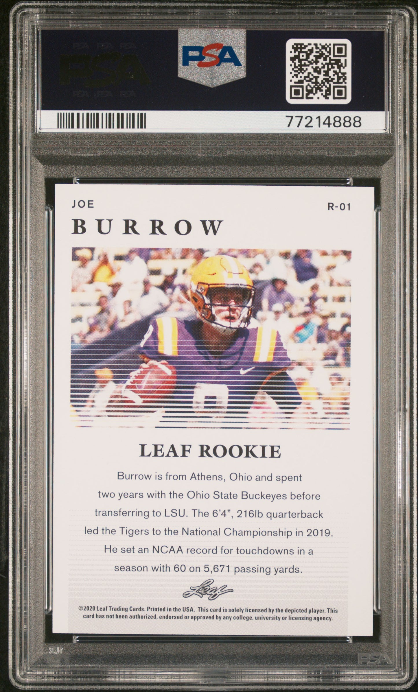 2020 Leaf Special Release Rookie Joe Burrow #R-01 Special Release Rookie PSA 9