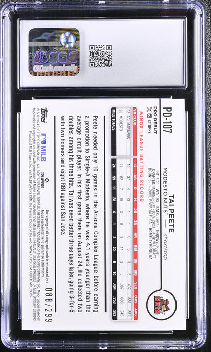 2024 Topps Pro Debut Tai Peete #PD-107 Purple Foil Autographs CGC 10