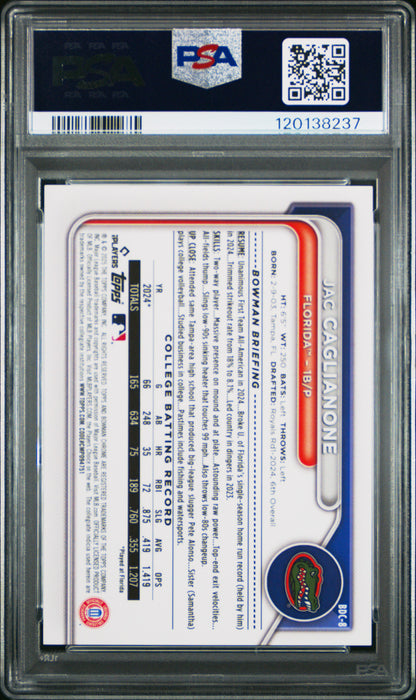 2024 Bowman Draft Jac Caglianone #BDC8 Chrome College Variation PSA 10