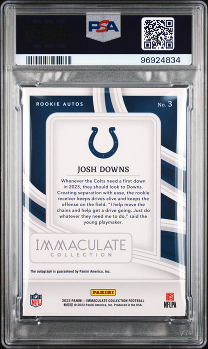 2023 Panini Immaculate Collection Josh Downs #3 RC Rookie Auto 46/99 PSA 9