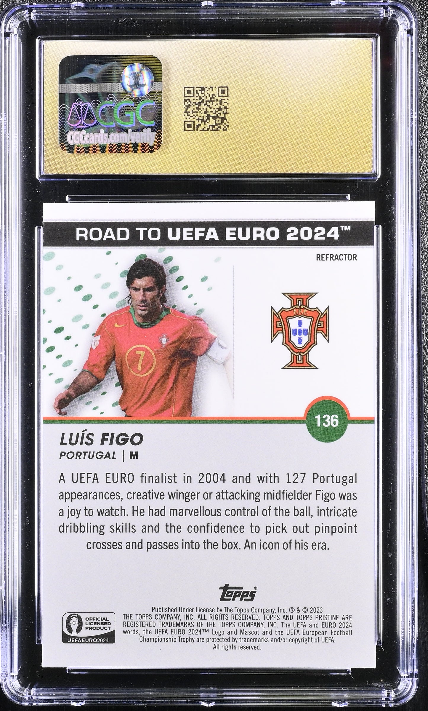 2023 Topps Pristine Road to Euro '24 Luis Figo #136 Refractor CGC 10