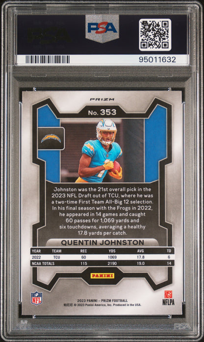 2023 Panini Prizm Quentin Johnston #353 Silver Prizm PSA 10