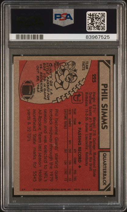 1980 Topps Phil Simms #225 PSA 6