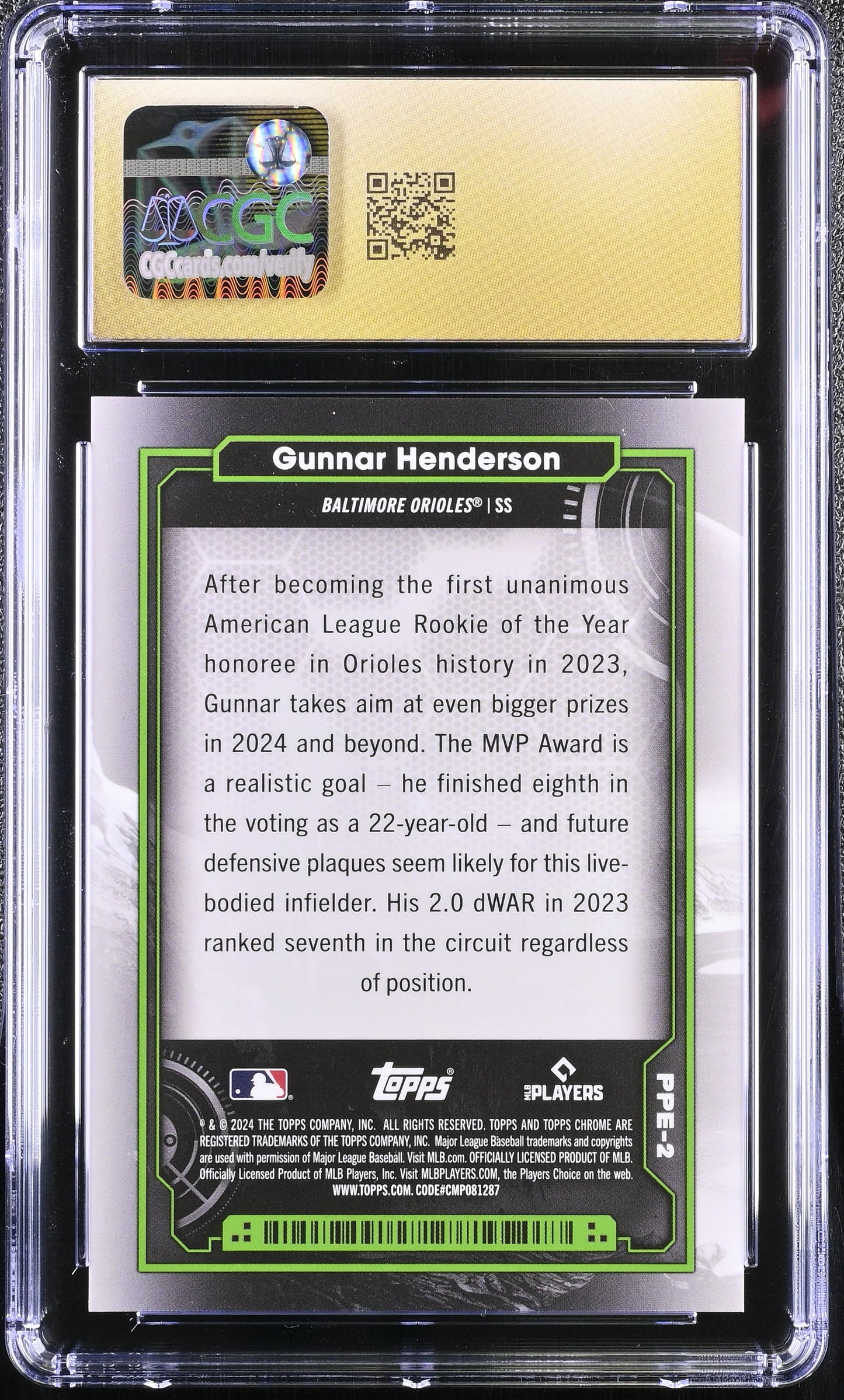 2024 Topps Cosmic Chrome Gunnar Henderson #PPE-2 Planetary Pursuit Earth CGC 10