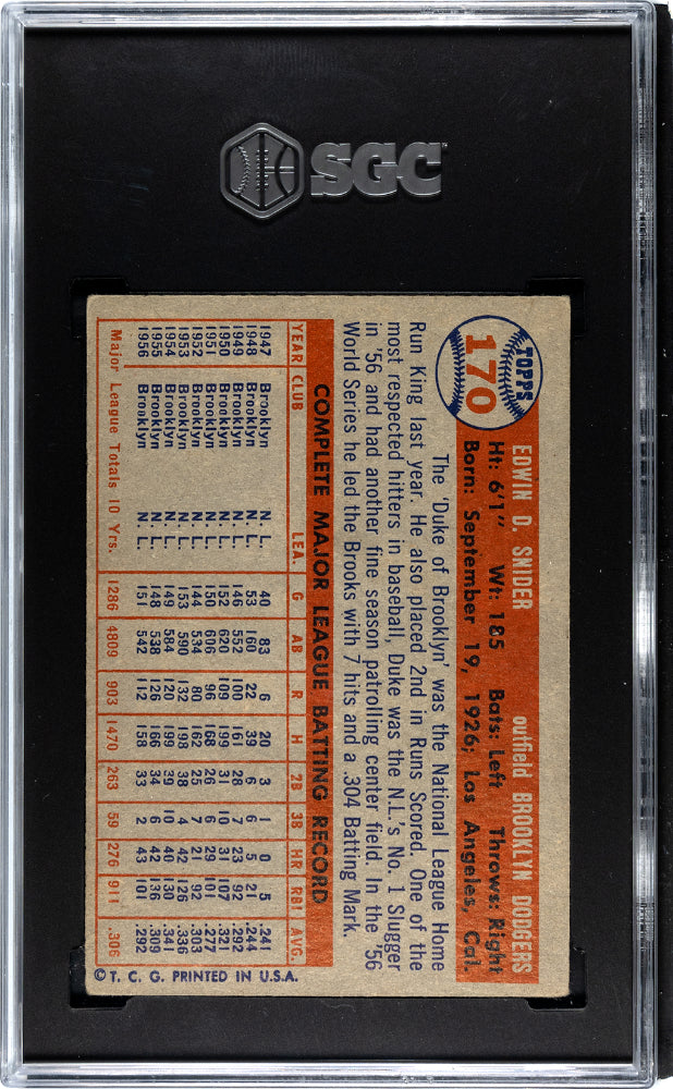 1957 Topps Duke Snider #170 SGC 5