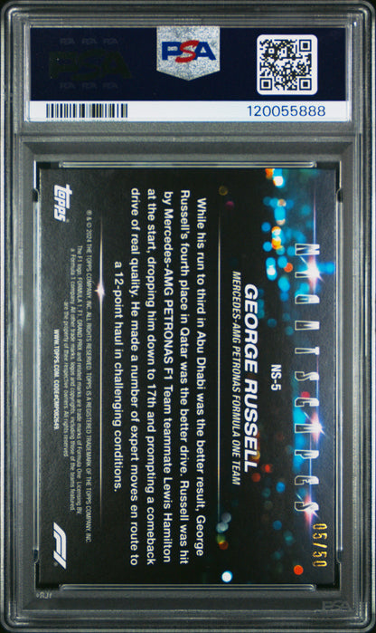 2024 Topps Paddock Pass Formula 1 Nightscapes George Russell #NS5 Red /50 PSA 8