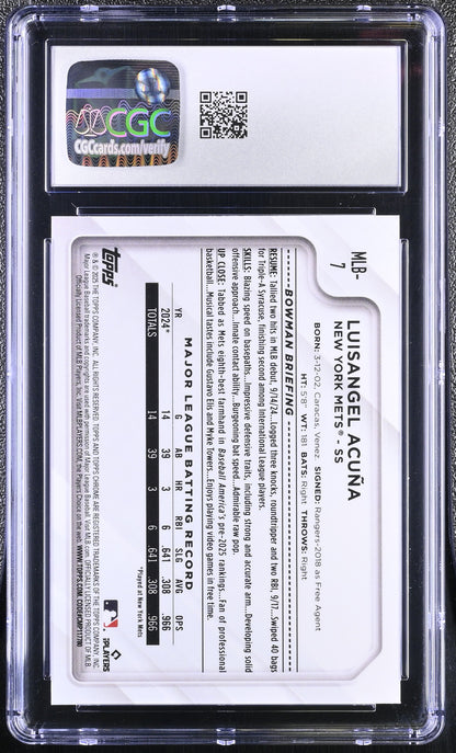 2025 Topps Chrome The National Luisangel Acuna #MLB-7 Refractor Rookie CGC 9.5