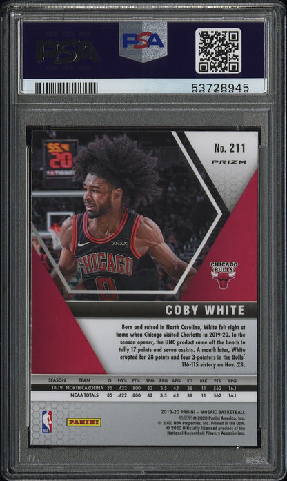 2019 Panini Mosaic Coby White #211 Genesis PSA 10