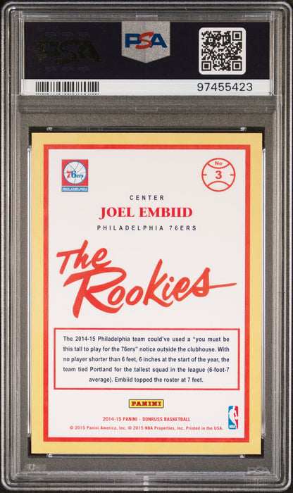 2014 Panini Donruss Joel Embiid #3 The Rookies Purple /199 PSA 8