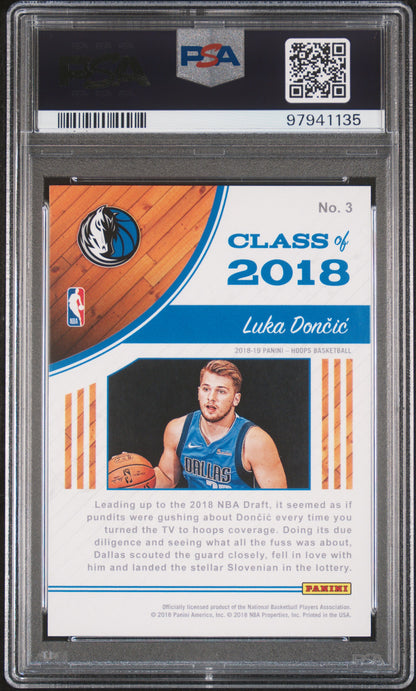 2018 Panini Hoops Luka Doncic #3 Class Of 2018 Rookie PSA 9