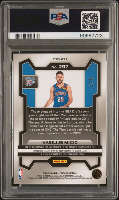 2023 Panini Prizm Vasilije Micic #297 Green Choice Rookie /8 PSA 9