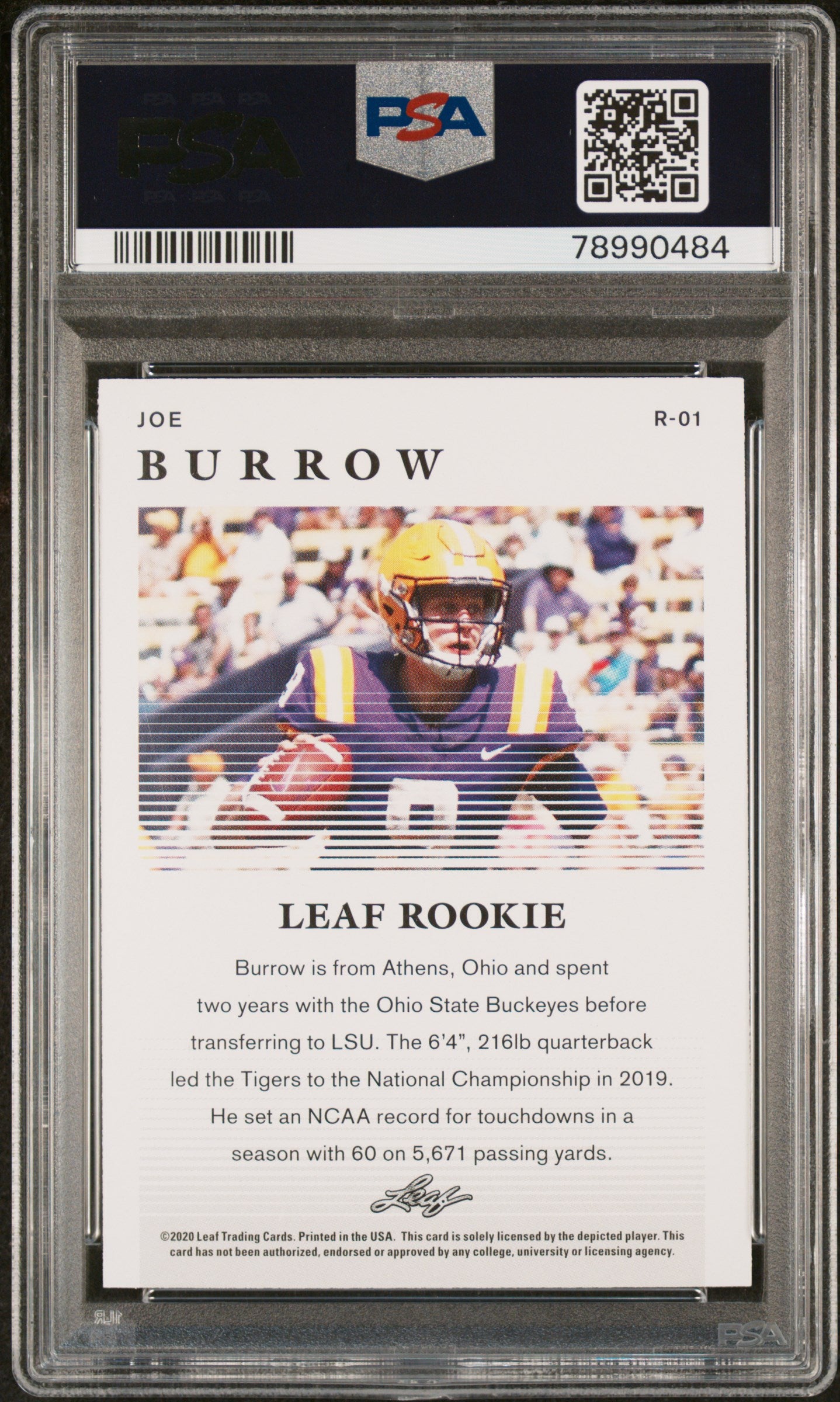 2020 Leaf Special Release Rookie Joe Burrow #R-01 Special Release Rookie PSA 9