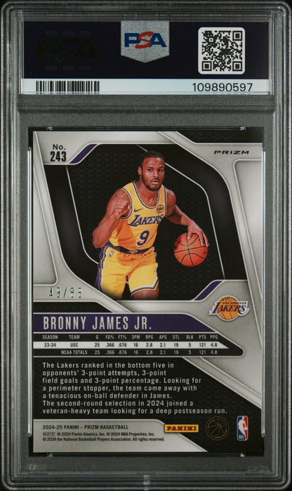 2024-25 Panini Prizm Bronny James JR. #243 Red Choice Prizm 49/88 PSA 9