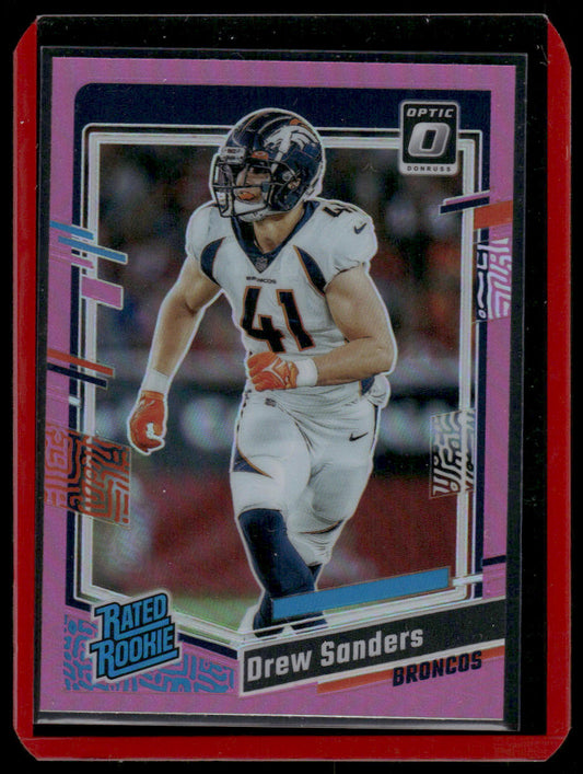 2023 Panini Donruss Optic Drew Sanders #230 Pink Prizm Rated Rookie